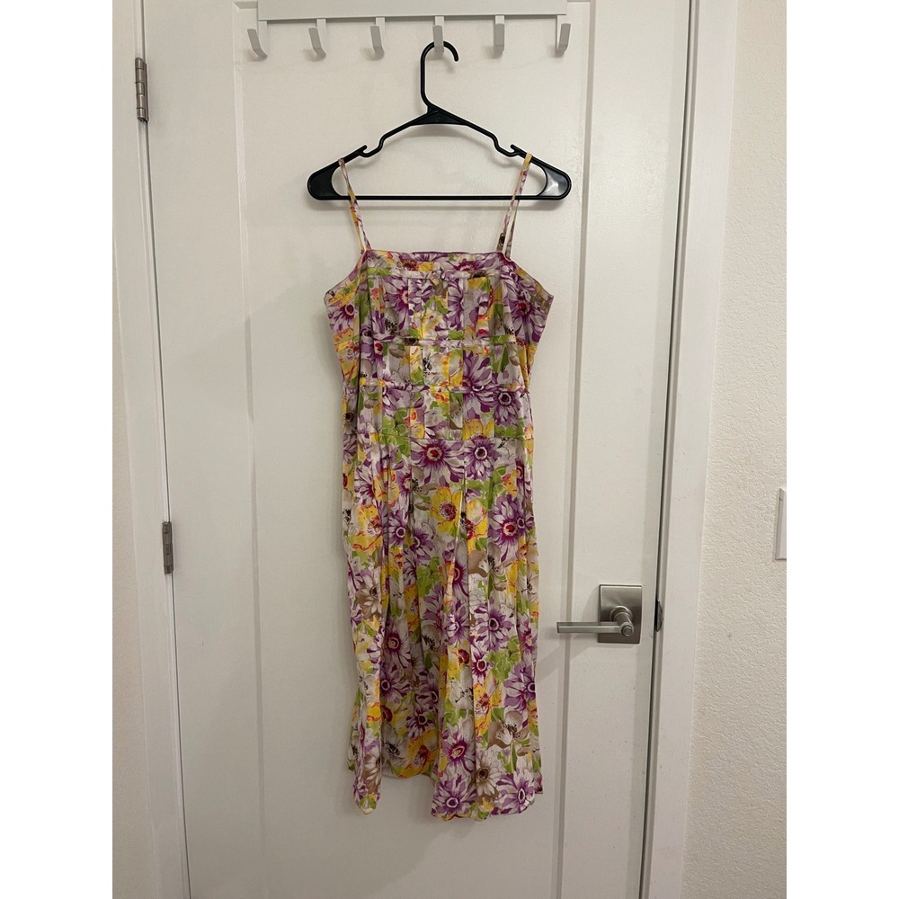 Vintage Y2K Purple‎ Floral Sundress Bow Chic Brunch Wedding Guest Dress